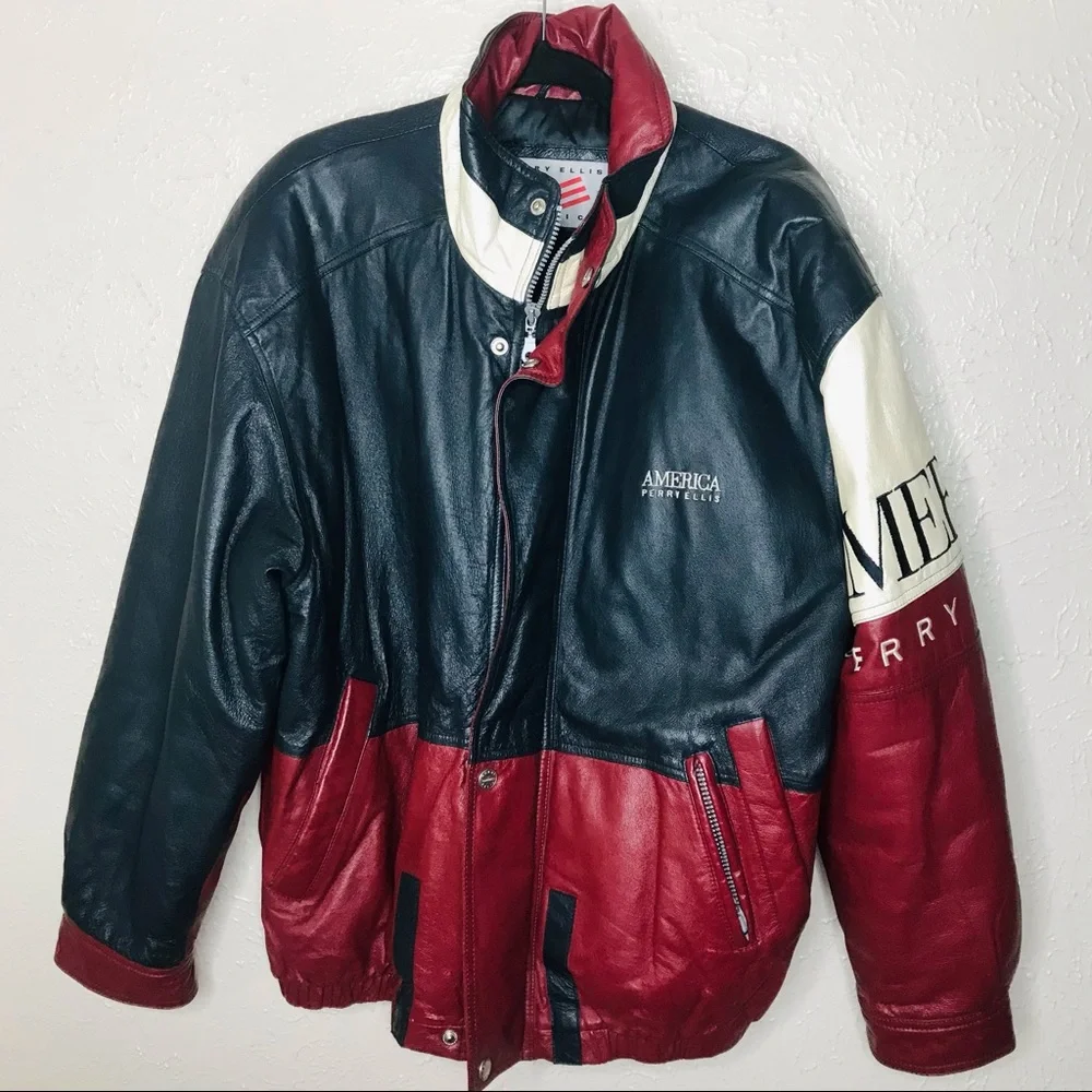 Perry Ellis | Jackets & Coats | Vtg Perry Ellis America 9s Leather
